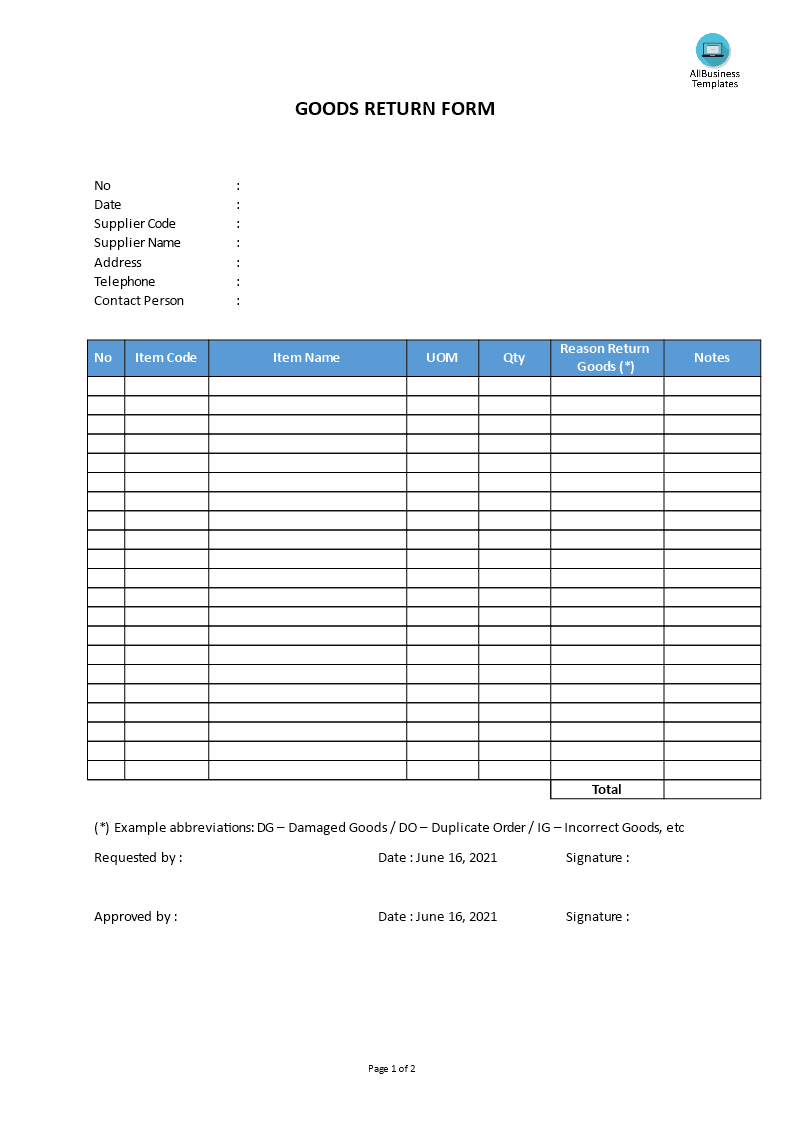 Products Receiving Form template Templates at