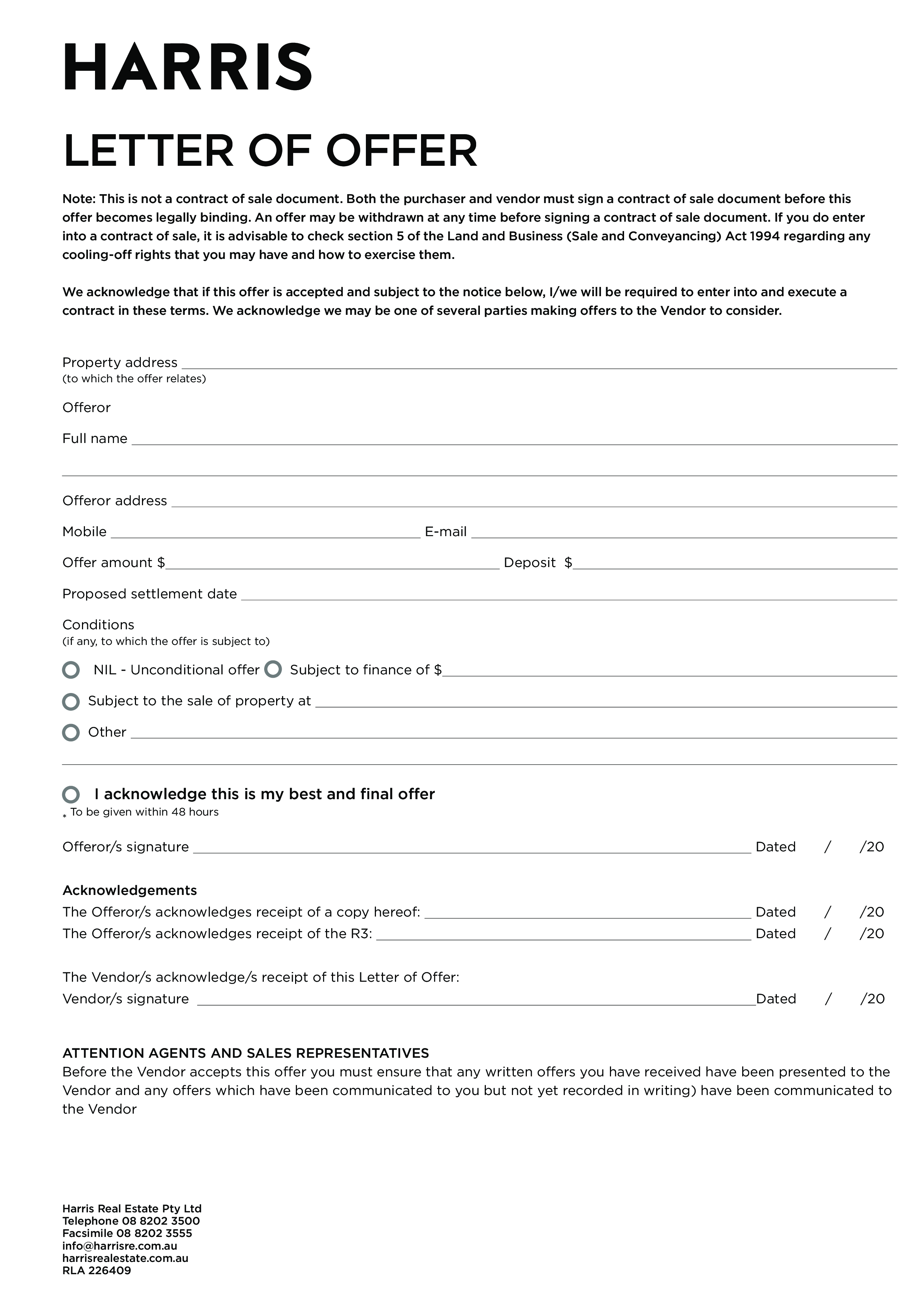 Real Estate Offer Letter Template Download Printable Pdf Templateroller 