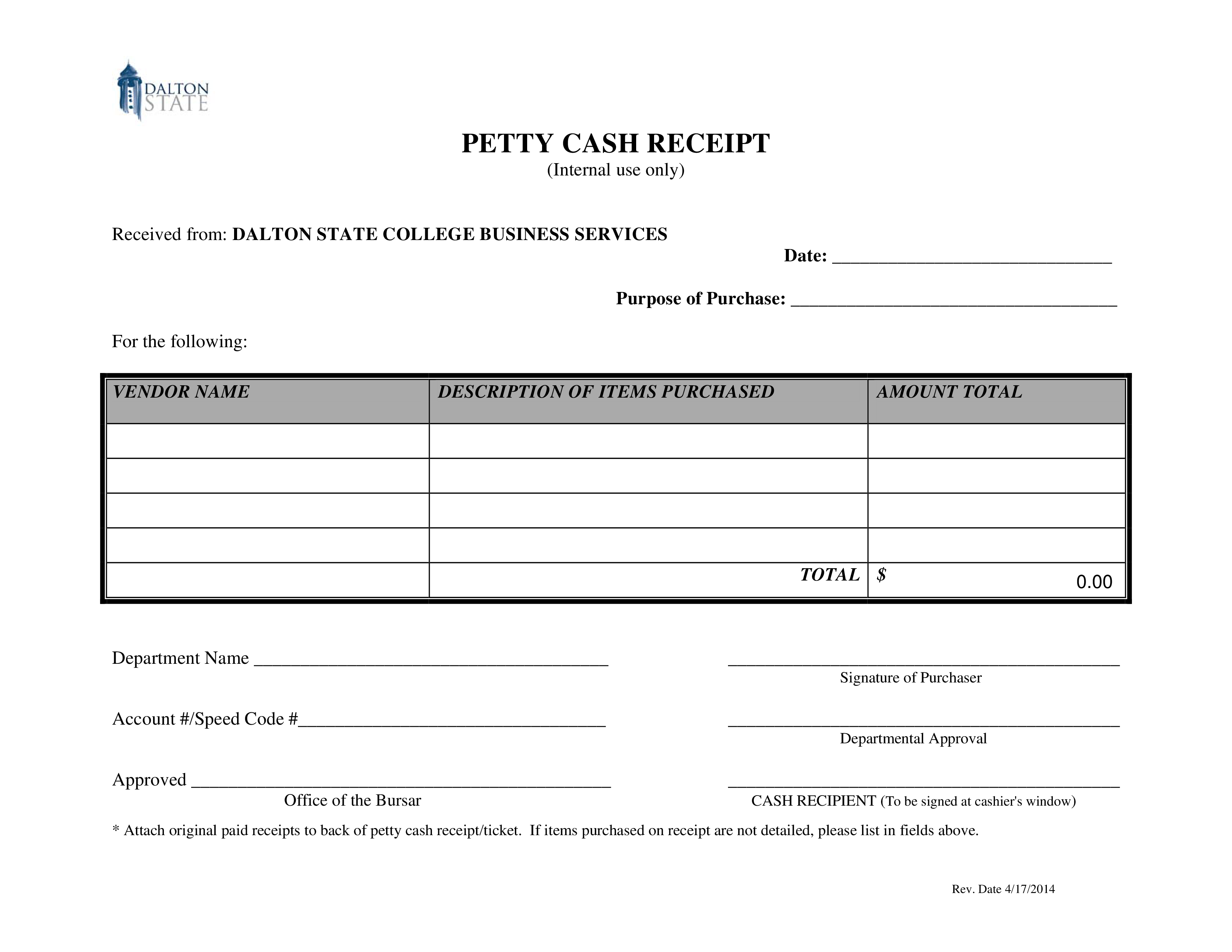 Formal Petty Cash Templates At Allbusinesstemplates