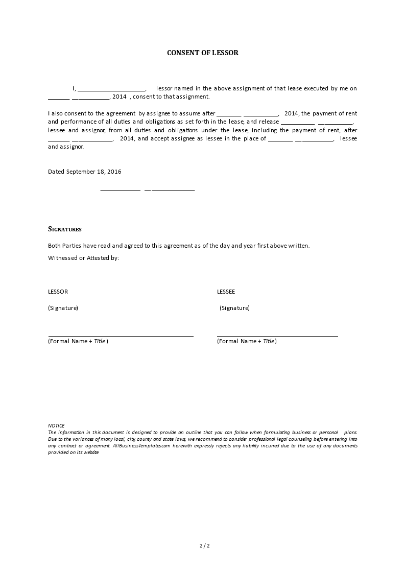 Assignment Of Lease By Lessee | Templates At Allbusinesstemplates.com