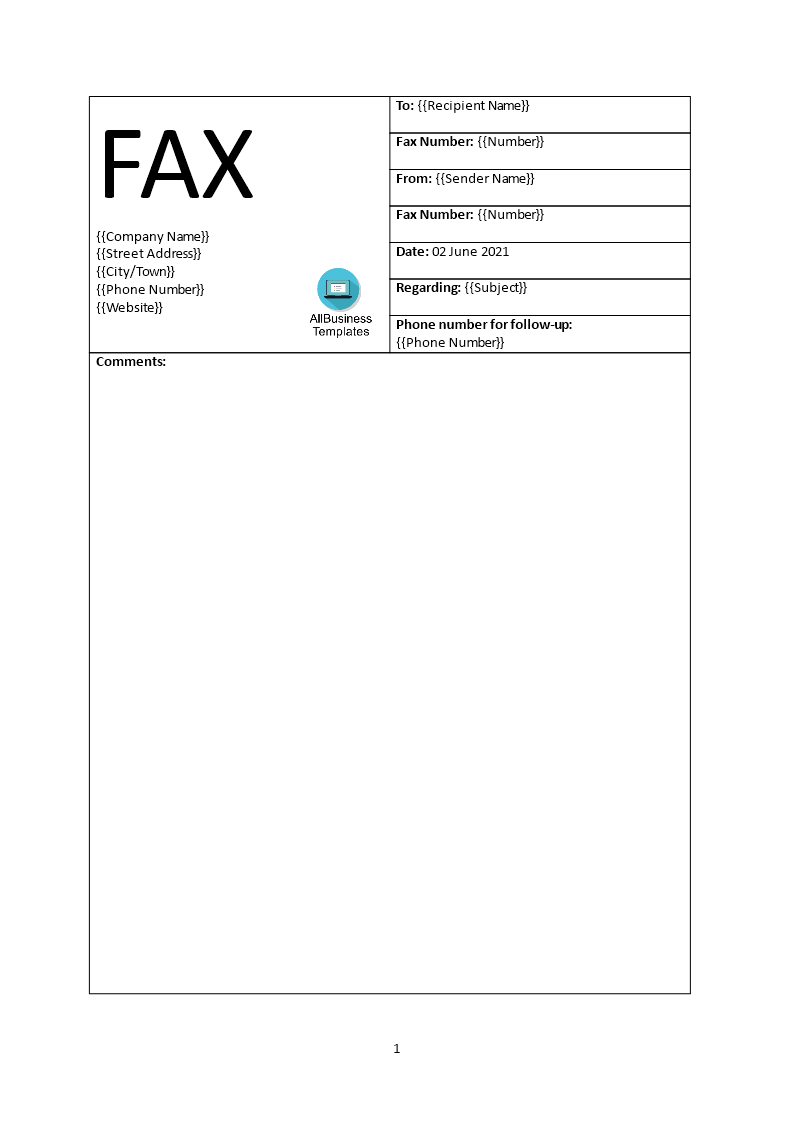 blank fax cover sheet voorbeeld afbeelding 