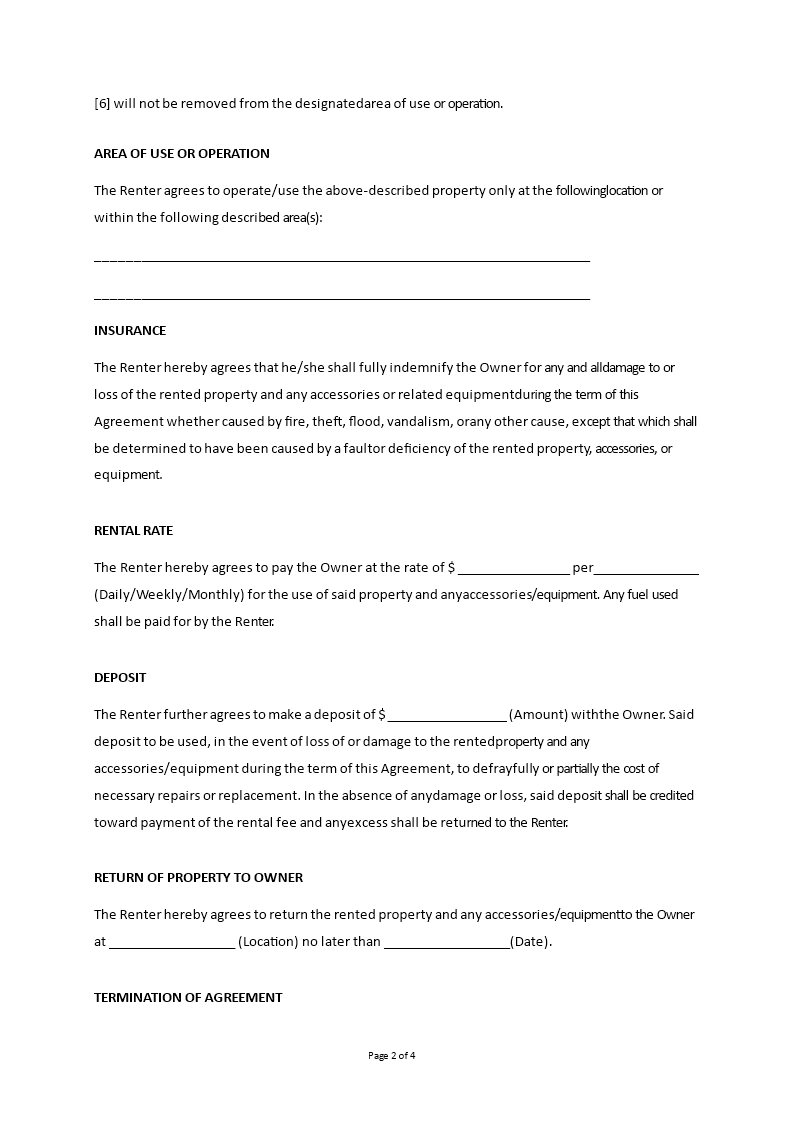 Rental Agreement (Generic) Template | Templates at allbusinesstemplates.com