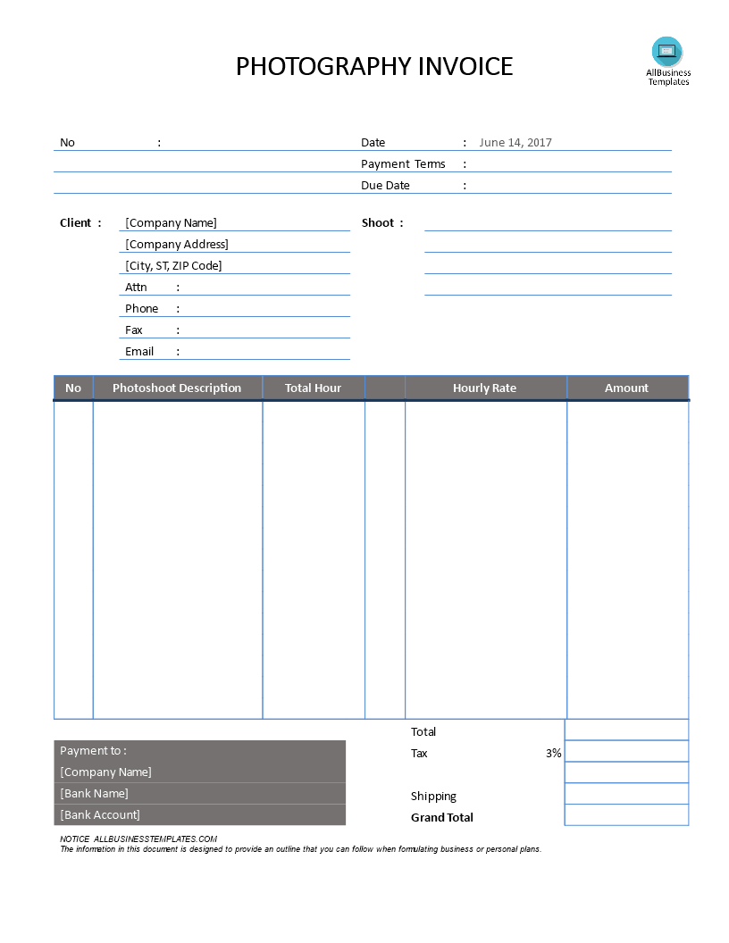 Hourly Rate Invoice Template