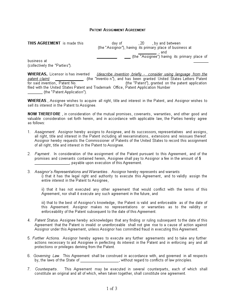 assignment of business agreement