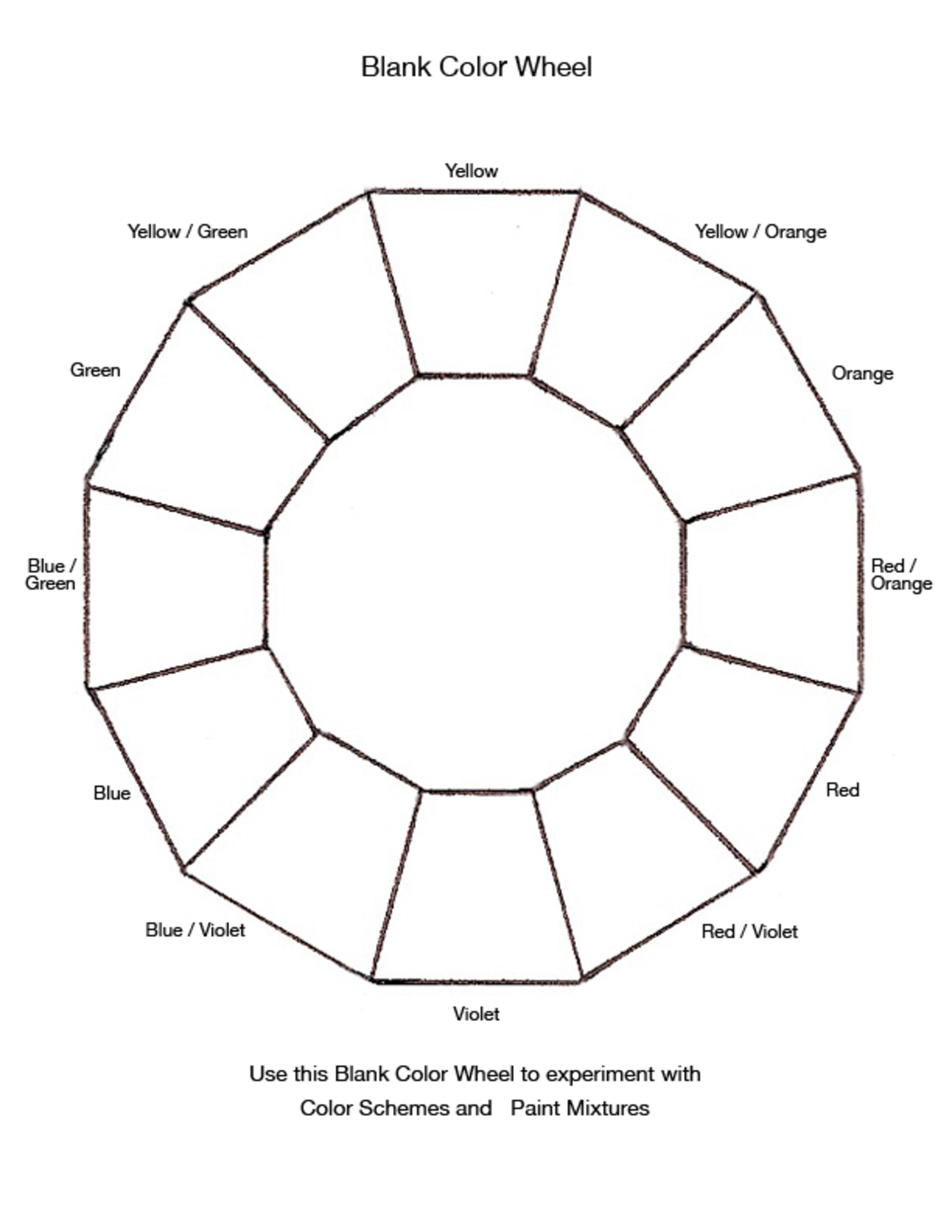 Color Wheel Blank Template