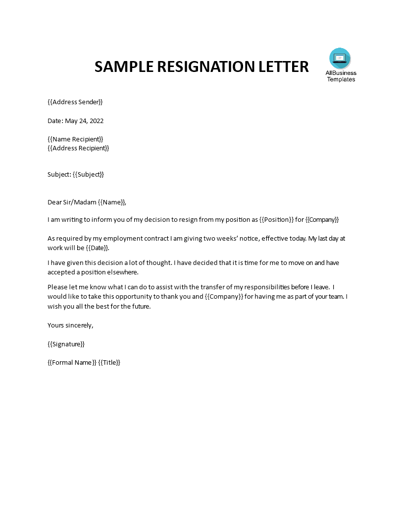 work notice letter plantilla imagen principal