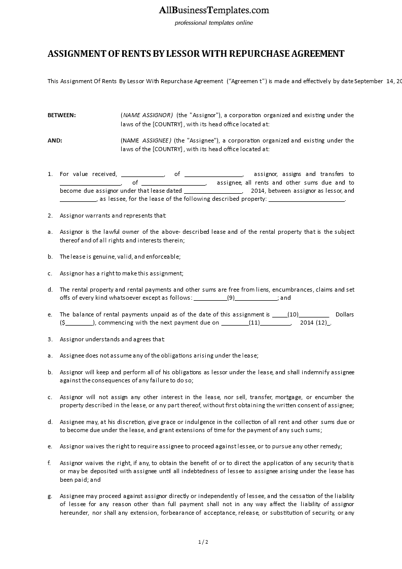 rights assignment agreement