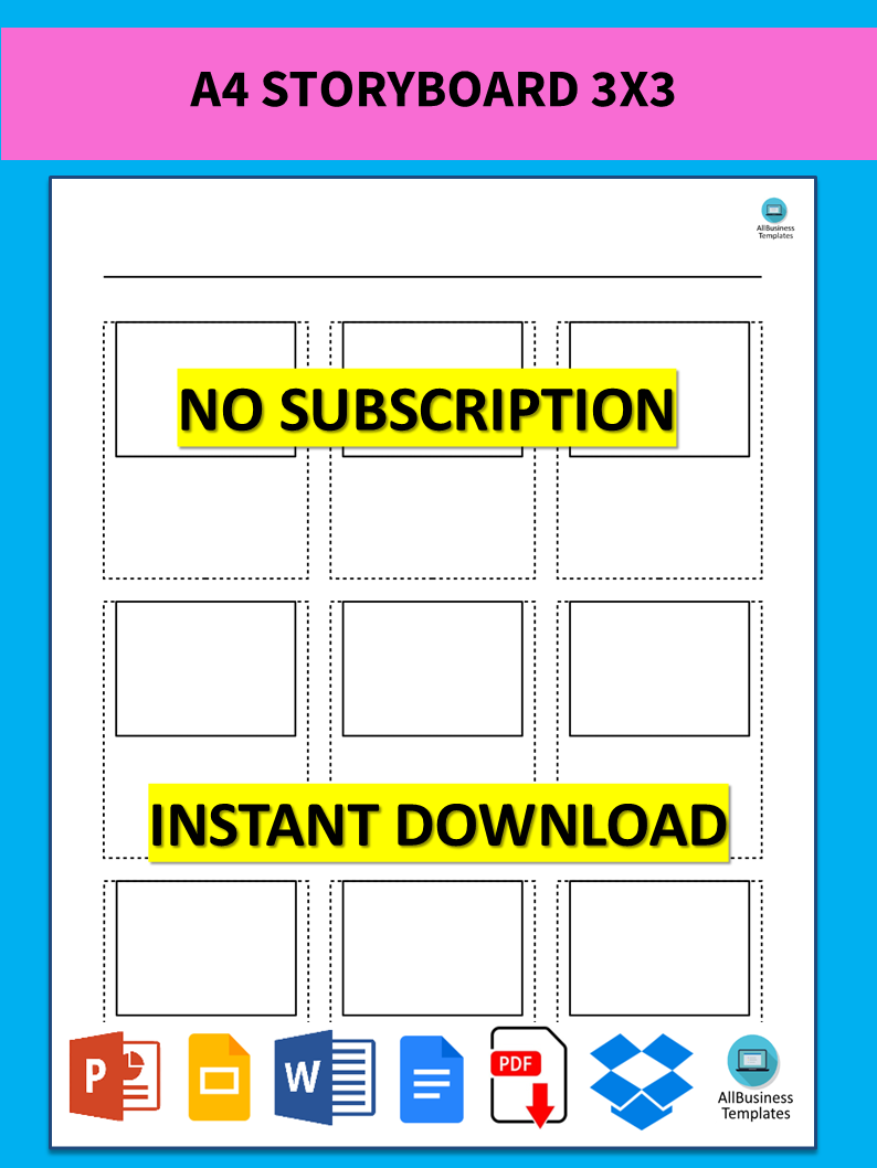 a4 storyboard 3x3 modèles