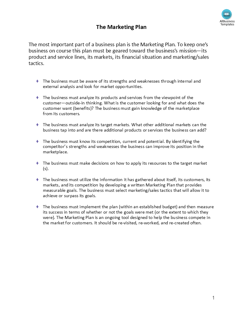 strategic marketing plan template modèles