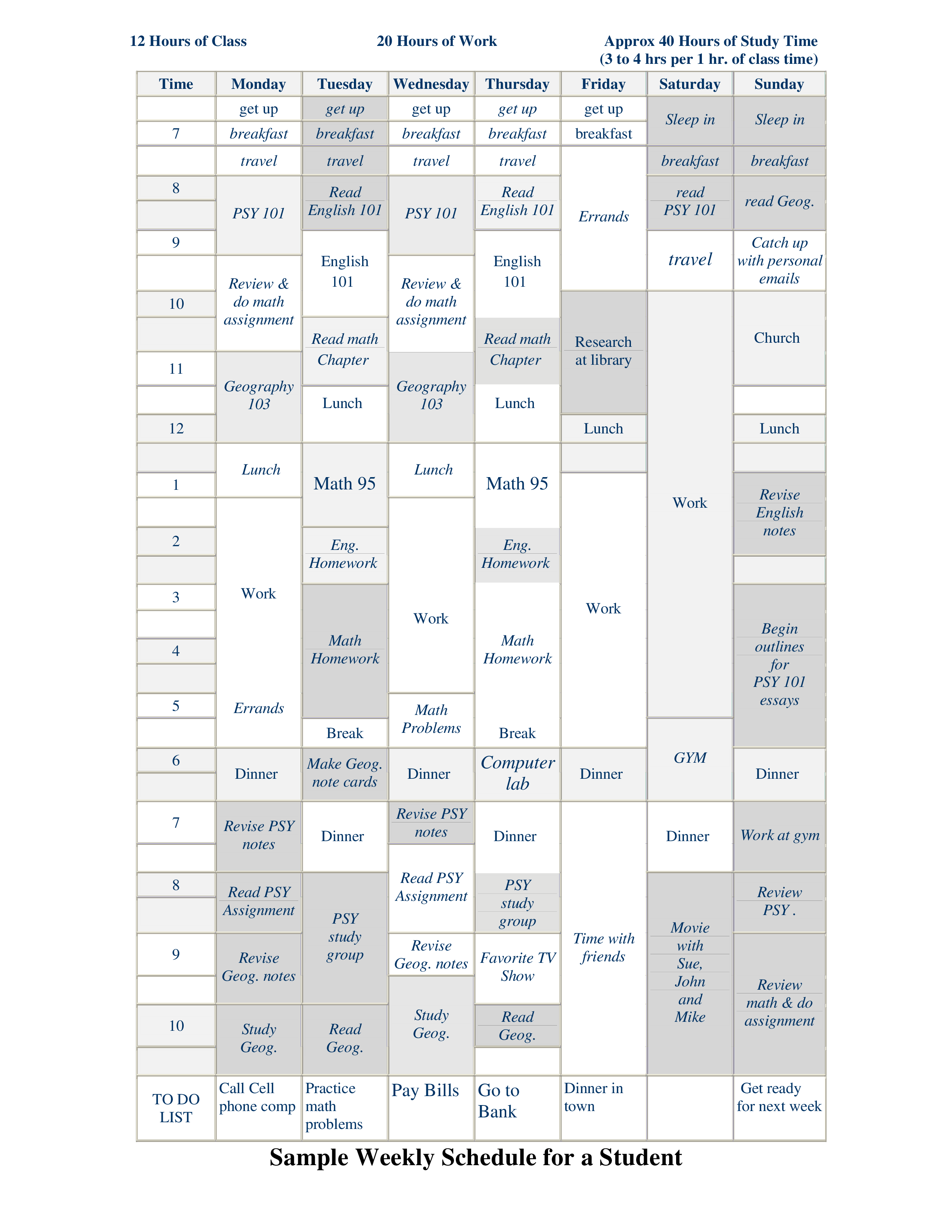 Gratis Studentenweekrooster