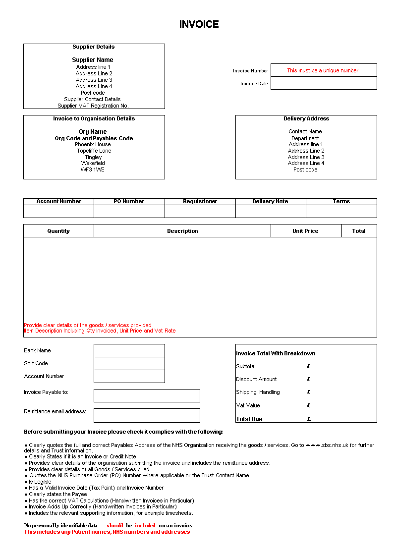 invoice for delivery order templates at