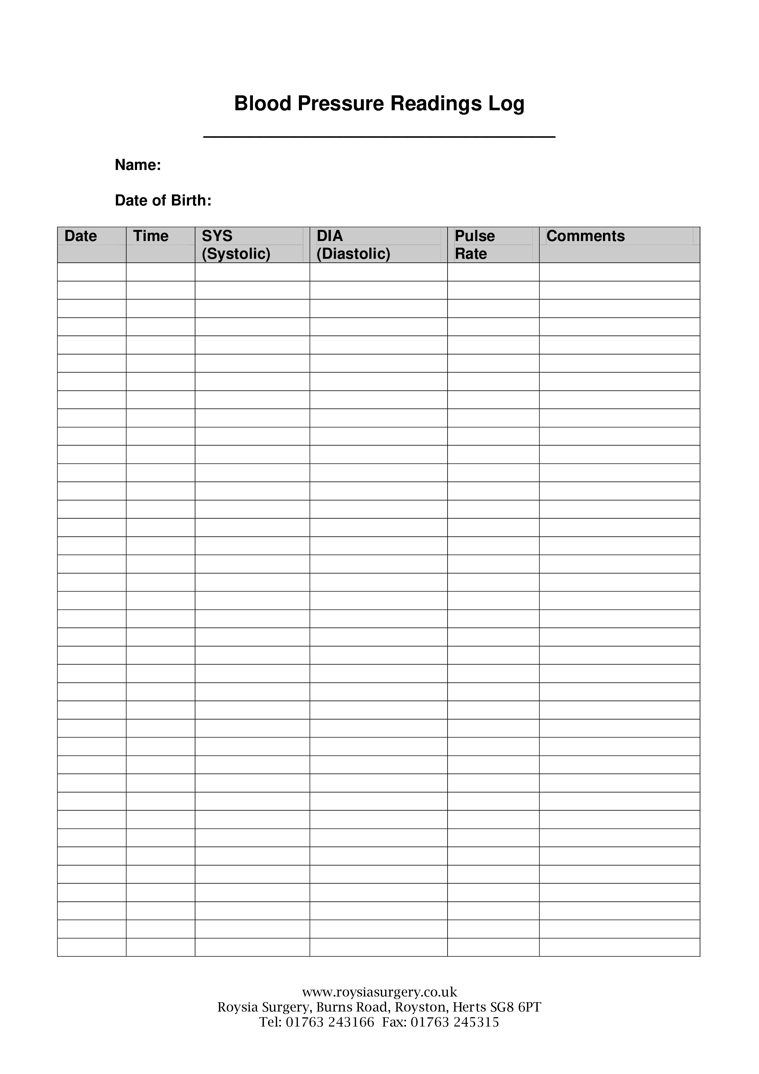 Downloadable Free Printable Blood Pressure Log Sheets Jesease