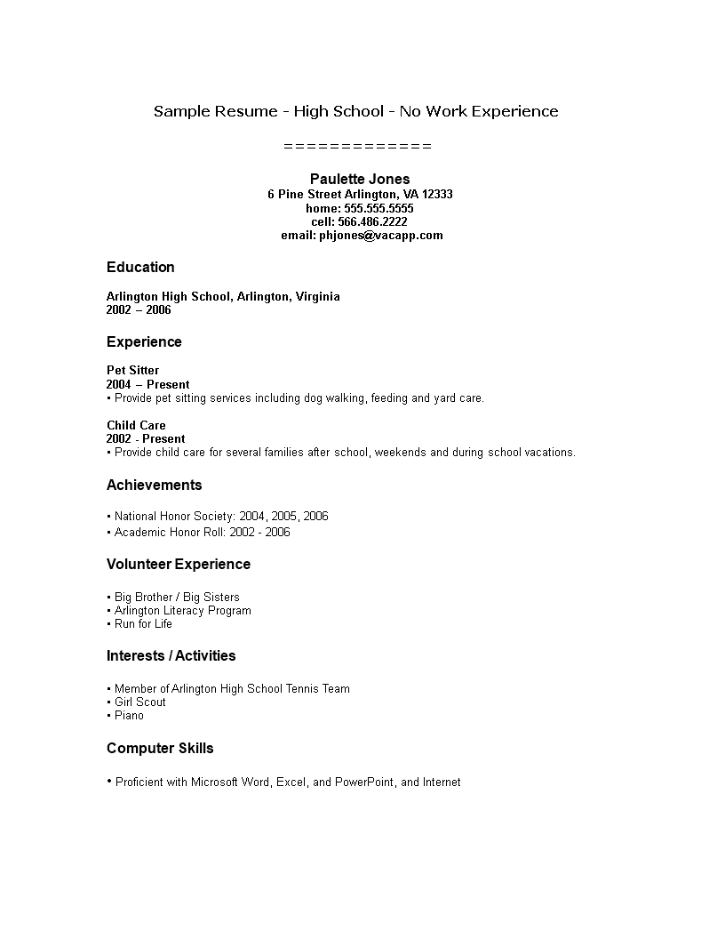 High School Graduate Resume Template Templates At 