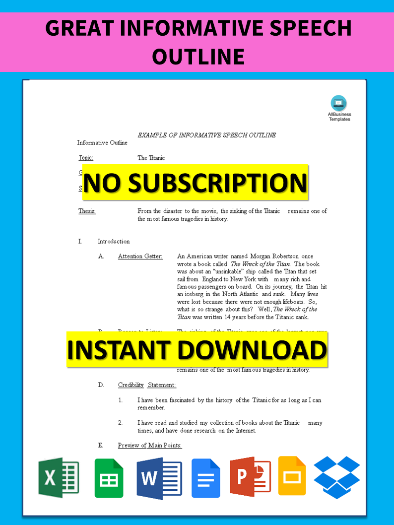 great informative speech outline Hauptschablonenbild