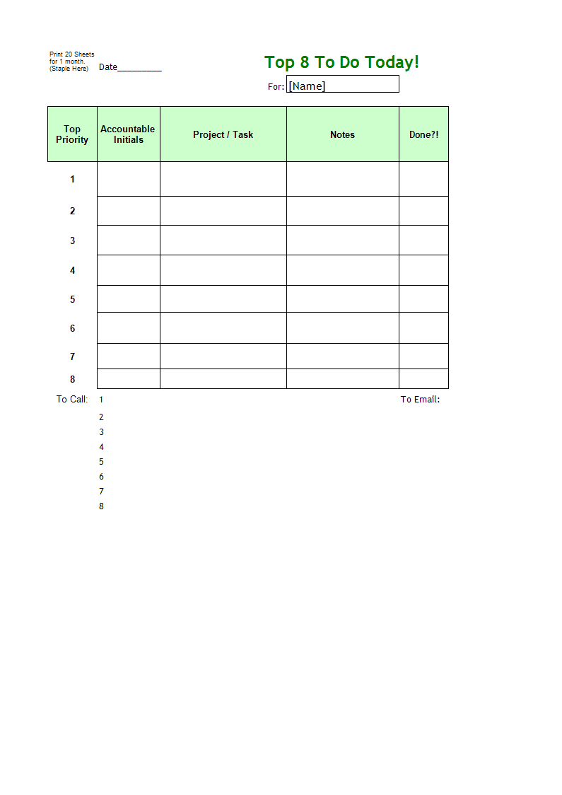 top priority today to-do list excel template