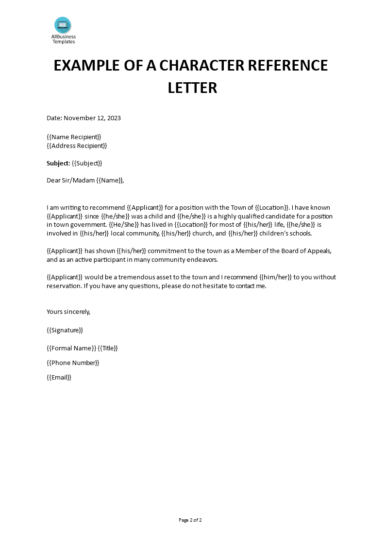 Basic Job Reference Letter 