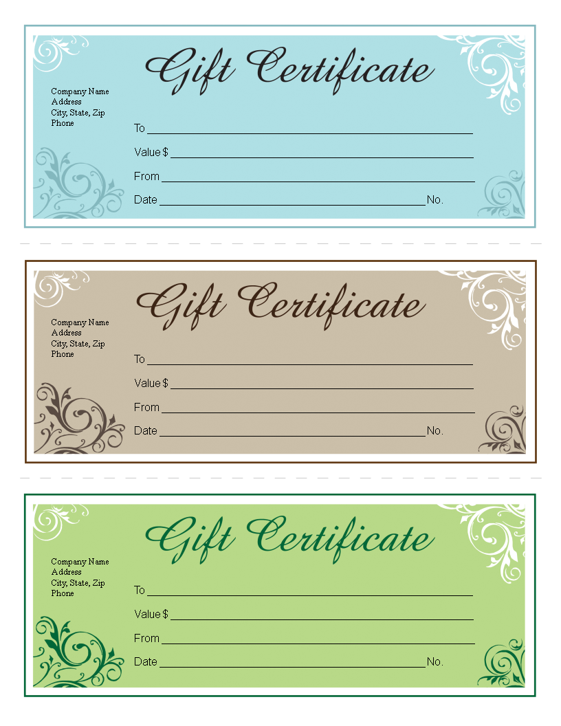 gift certificate template free for word