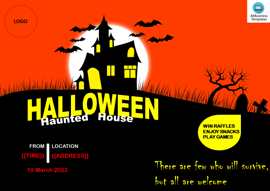 halloween haunted house flyer template