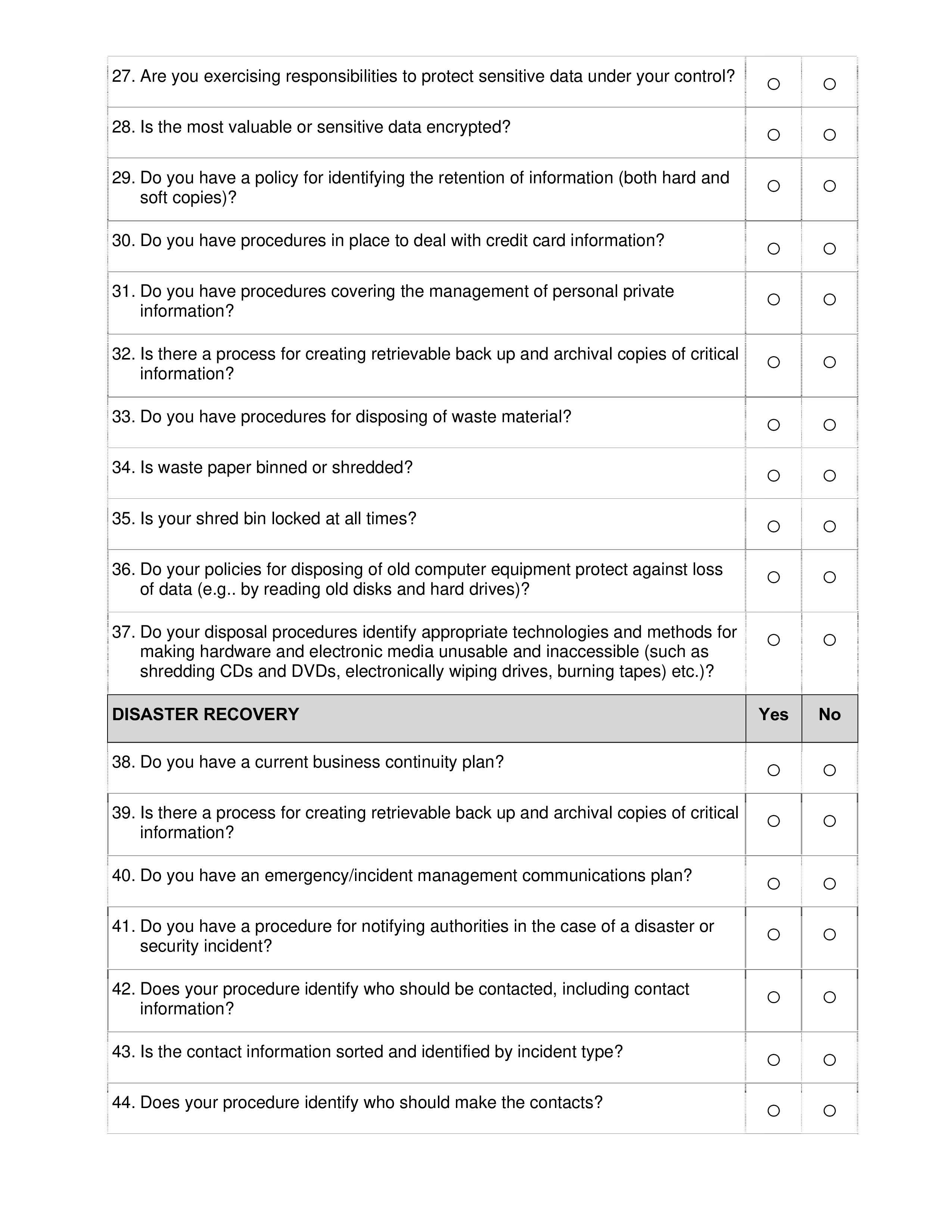 security audit checklist voorbeeld afbeelding 