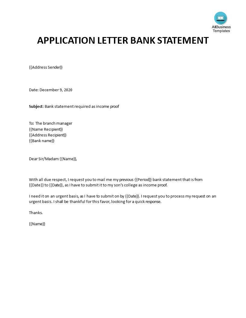 bank vacancy application letter