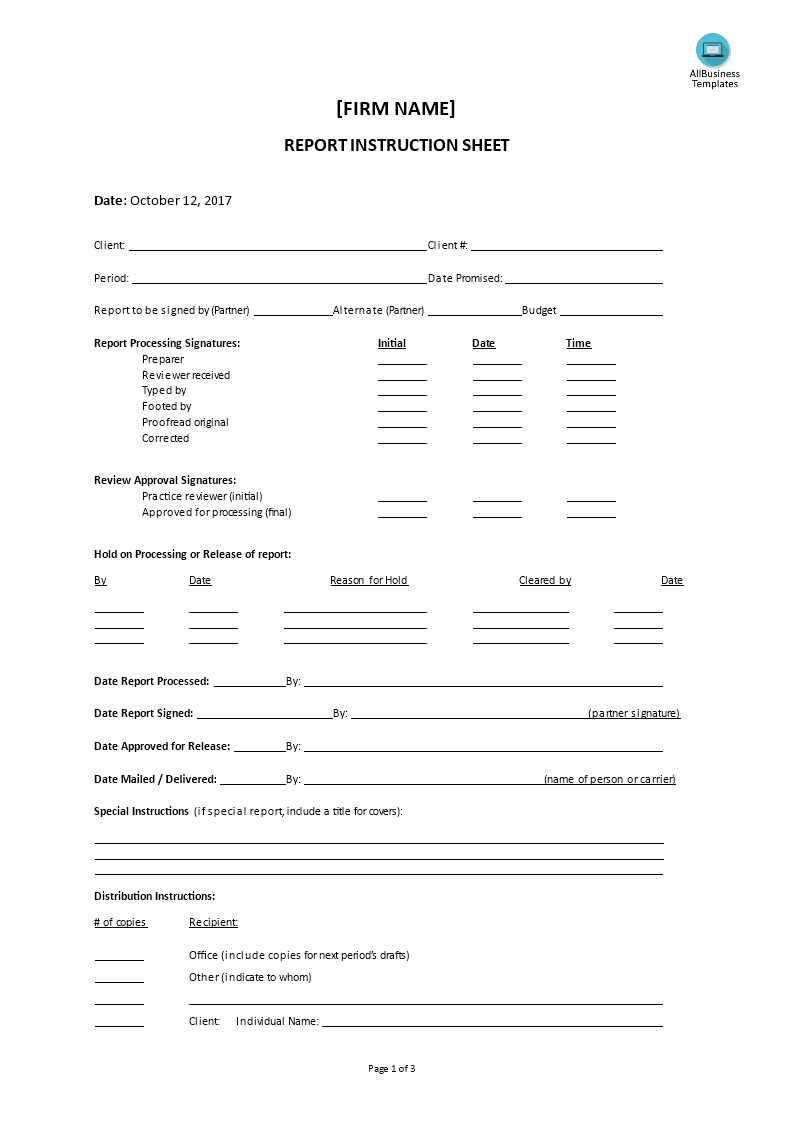 report instruction sheet plantilla imagen principal