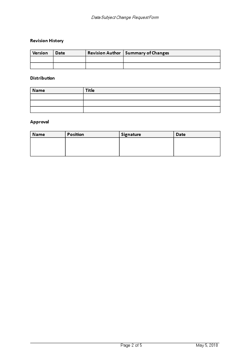 GDPR Data Subject Change Request Form | Templates at ...