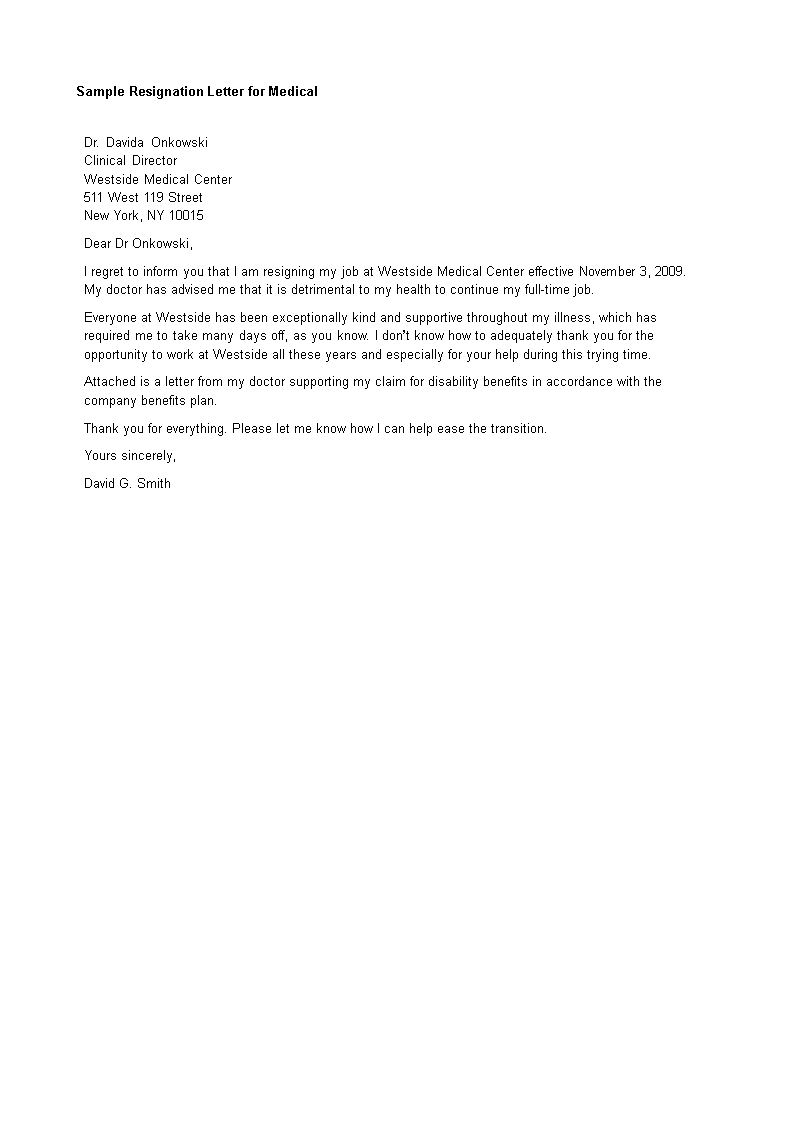 Physician Resignation Letter Example Letter Samples And Templates 