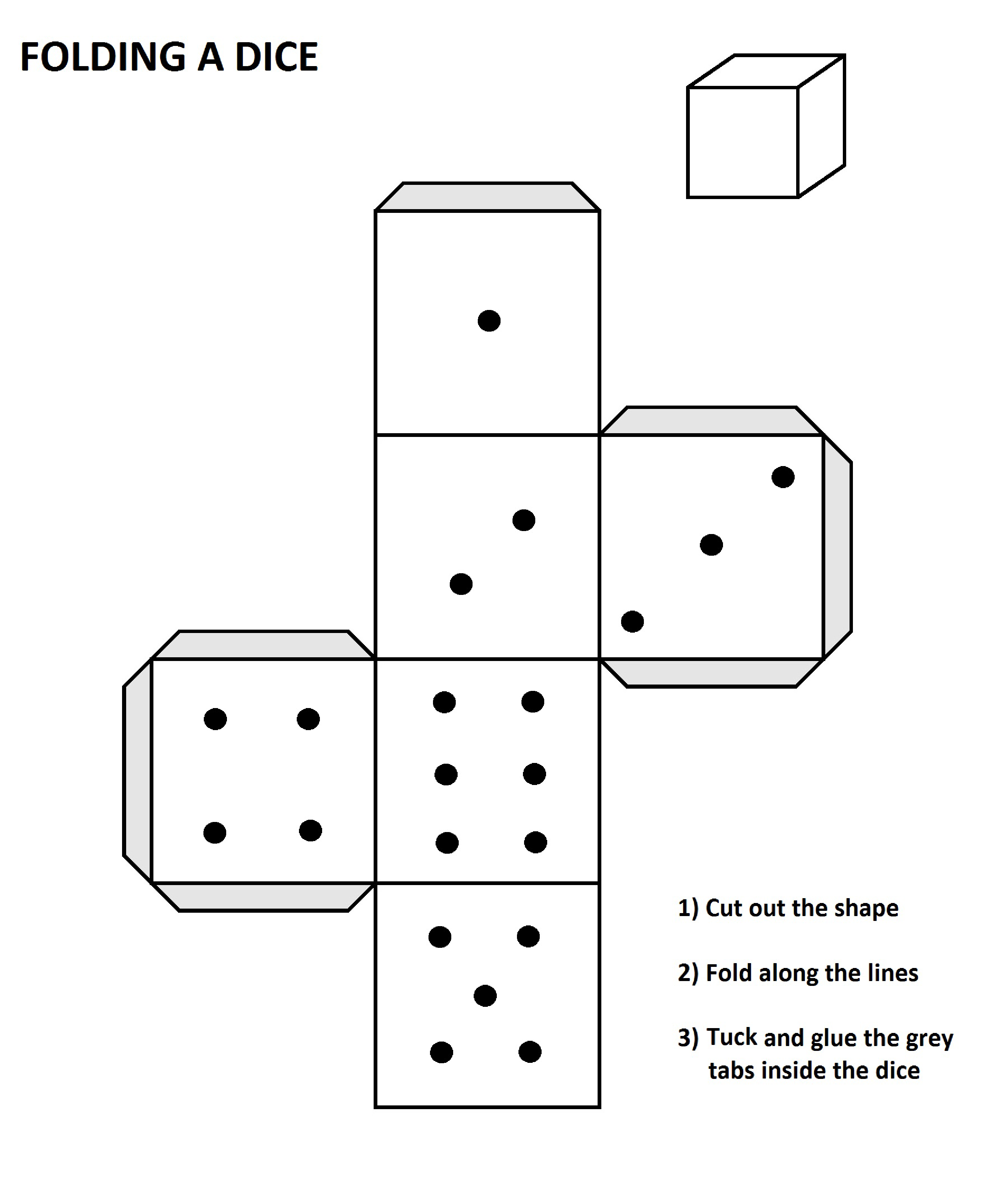 Folded dice template Templates at allbusinesstemplates com