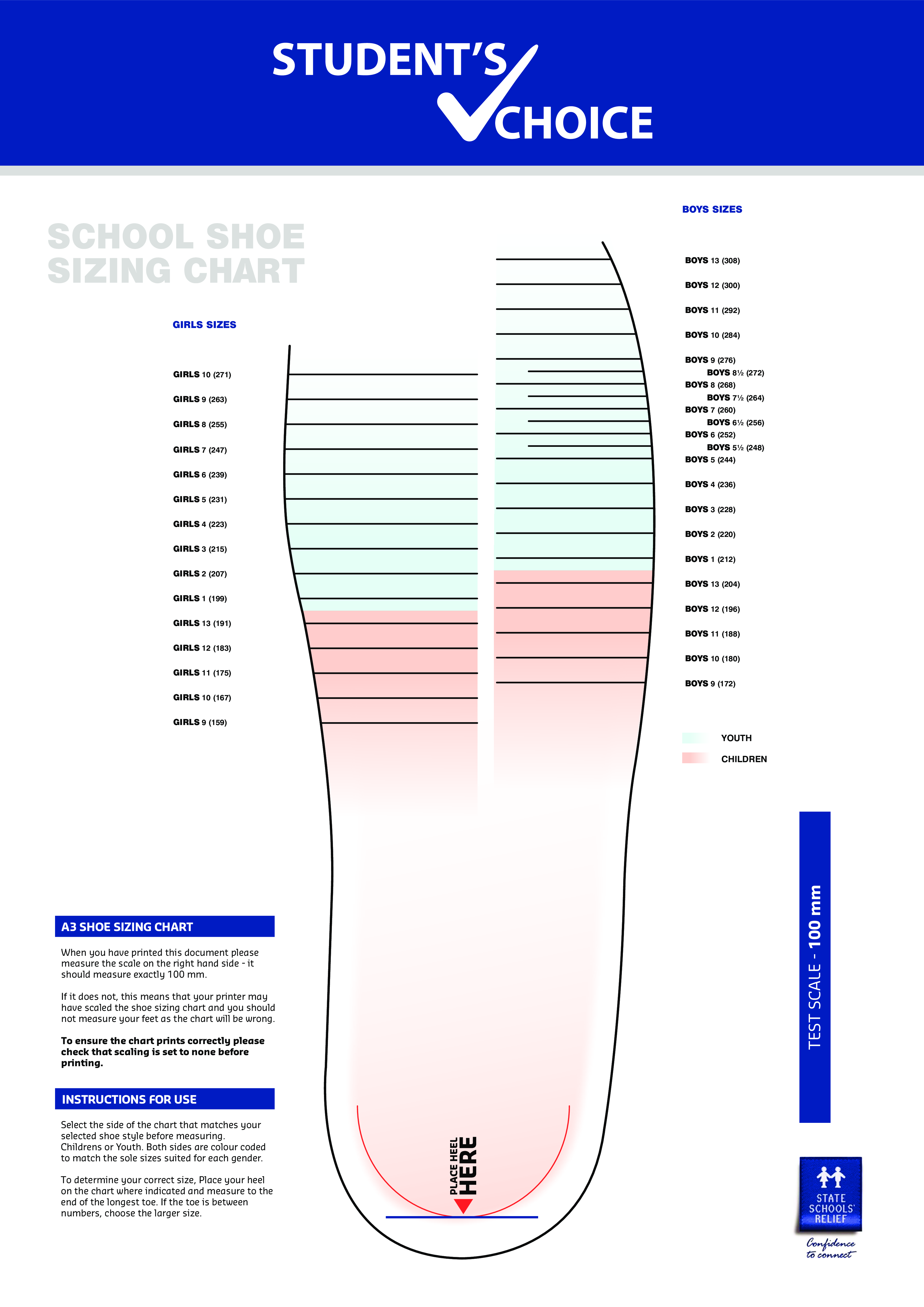 Printable Foot Measurement Chart