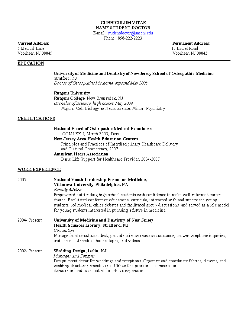 doctor of education resume