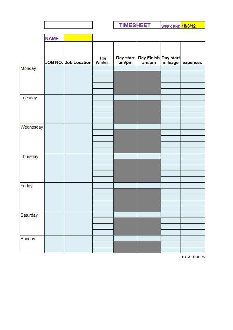 Daily Timesheet Excel Template