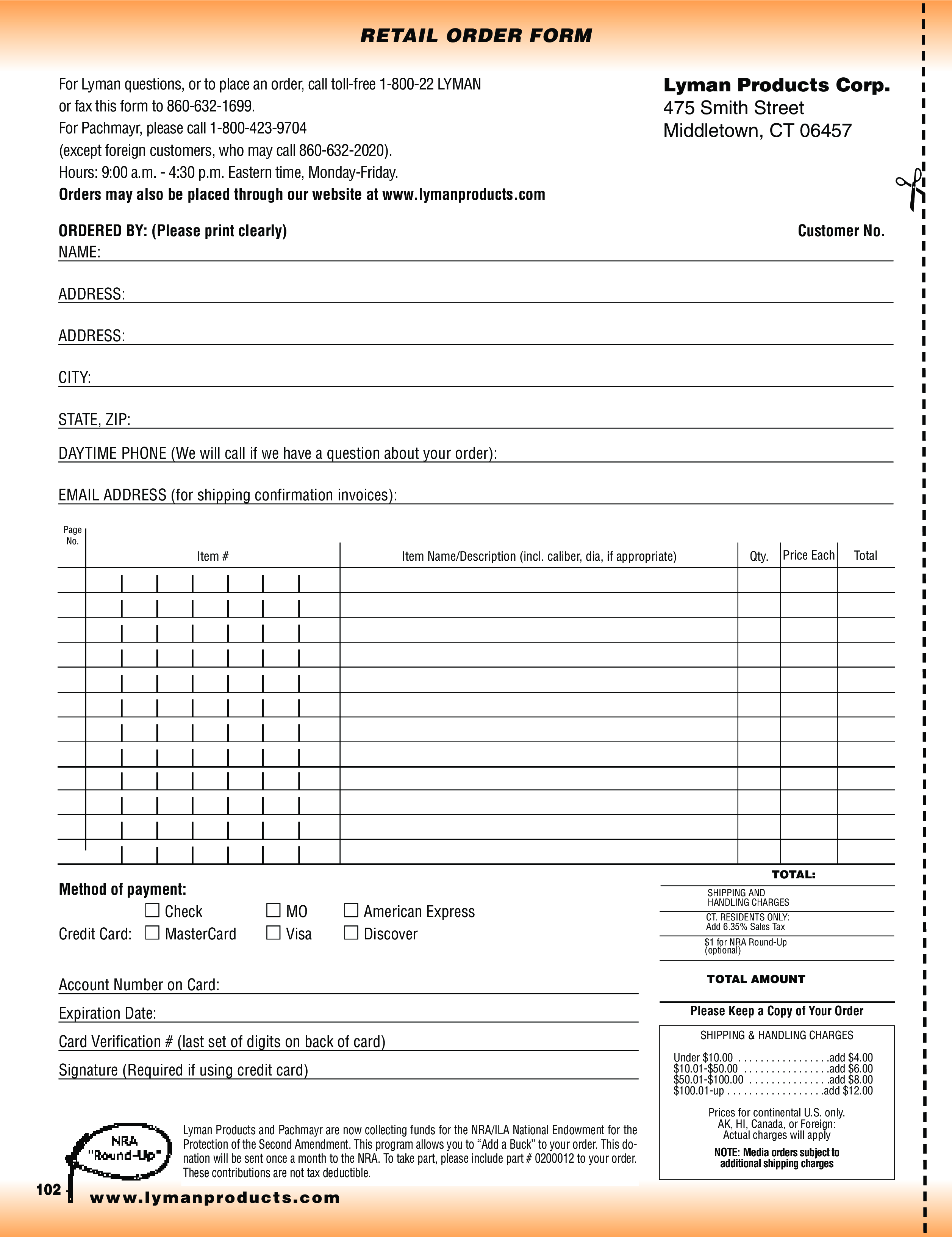 Printable Order Form