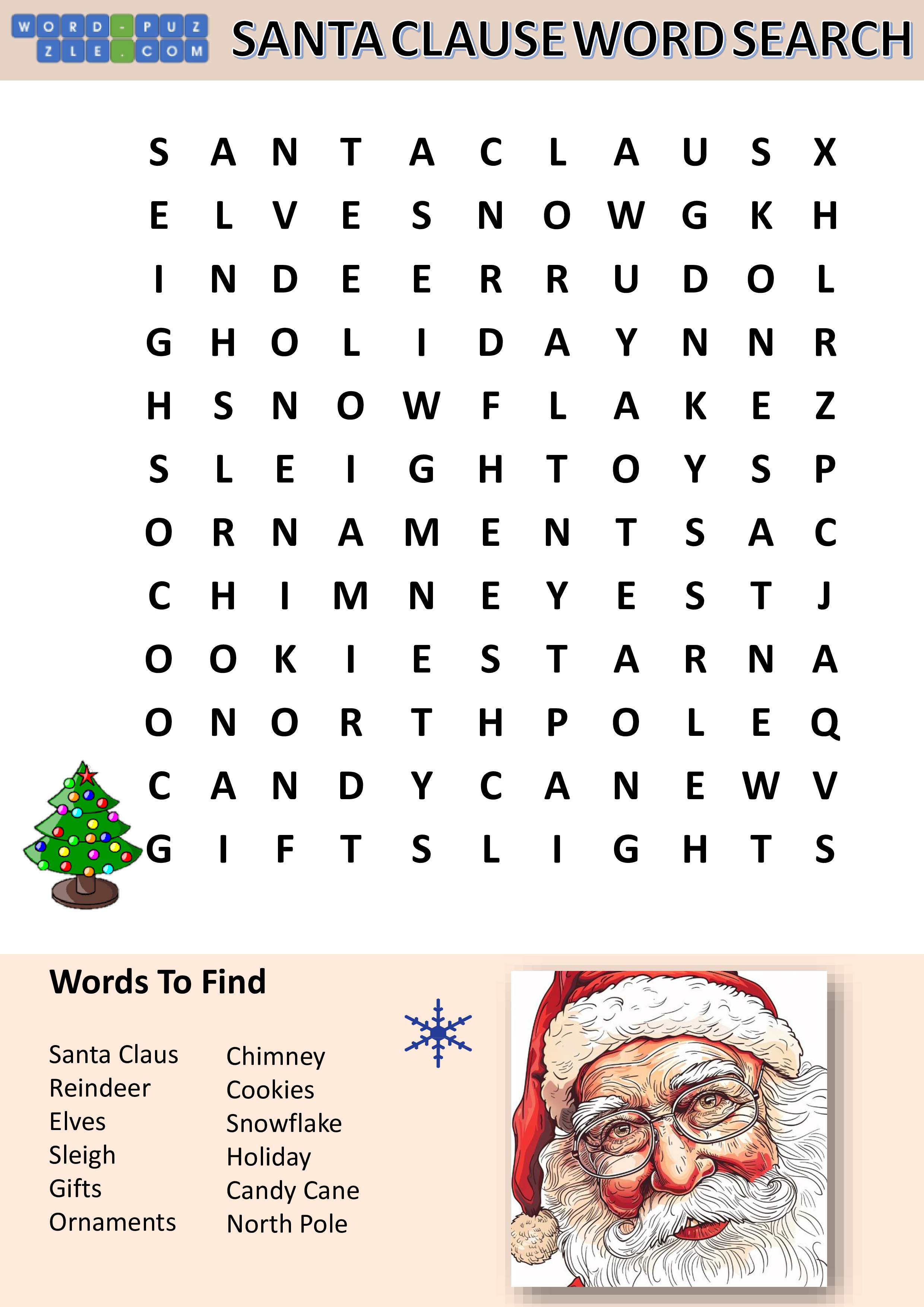 Santa Claus Word Search 模板