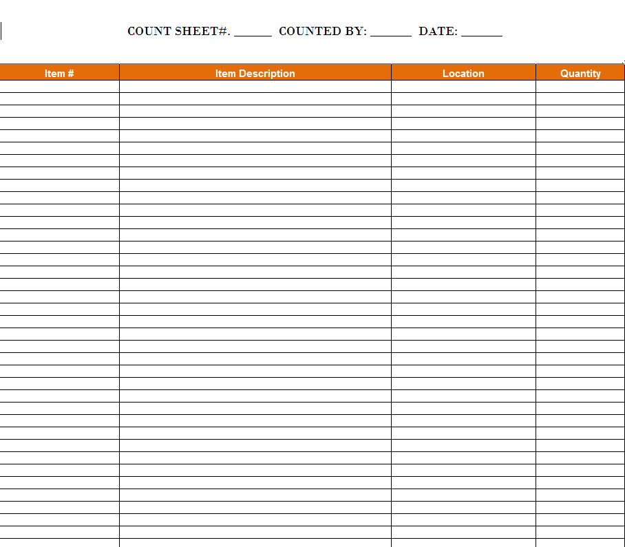 inventory sheet template word
