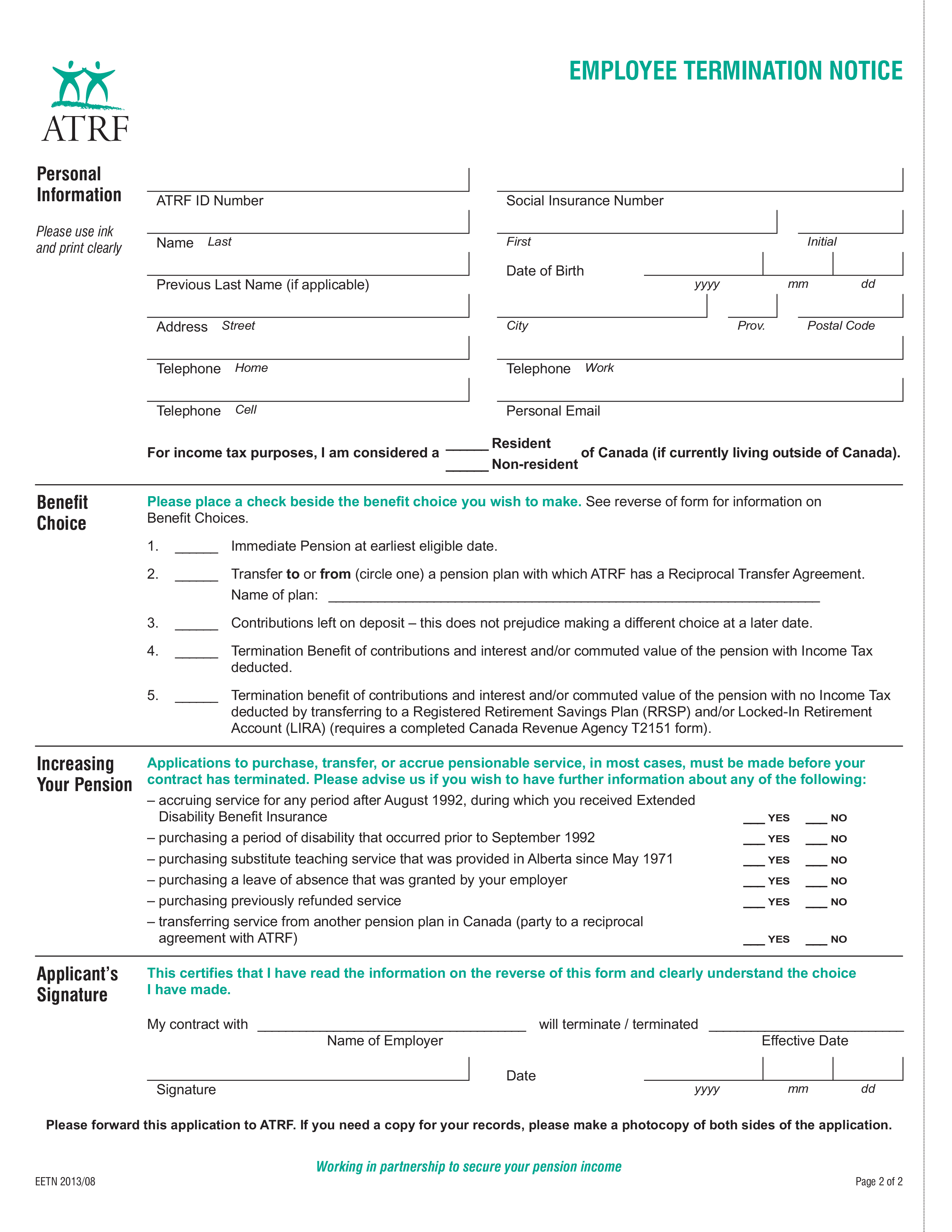 employee termination notice form modèles