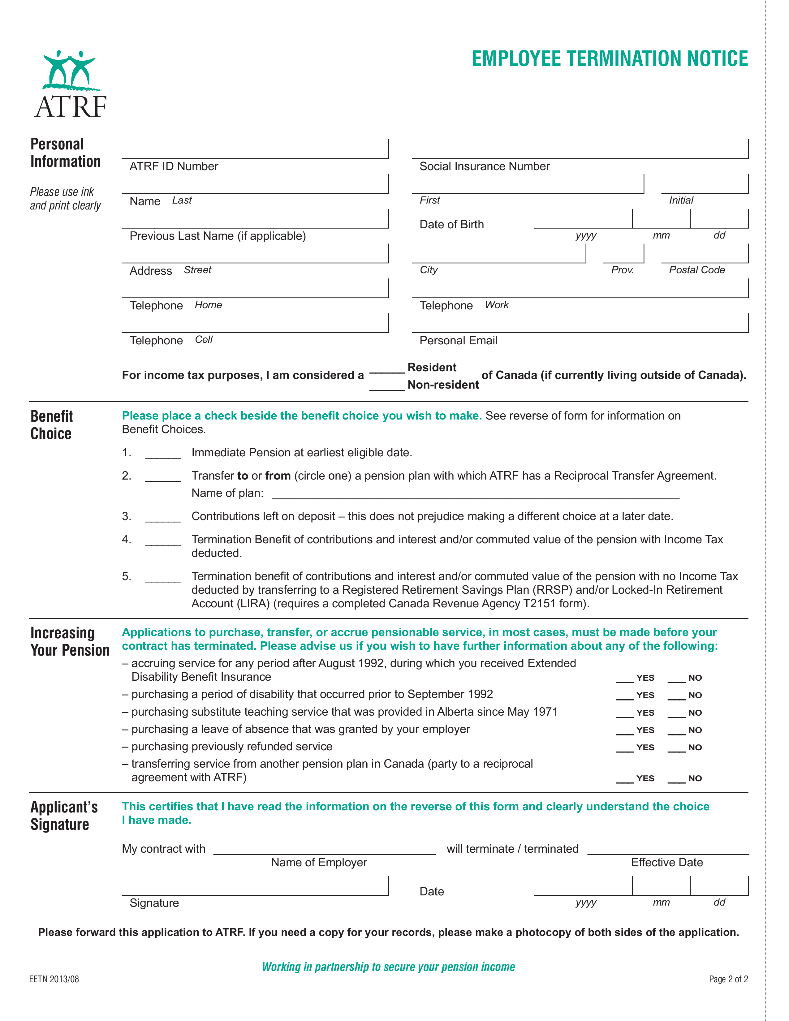 Kostenloses Employee Termination Notice Form