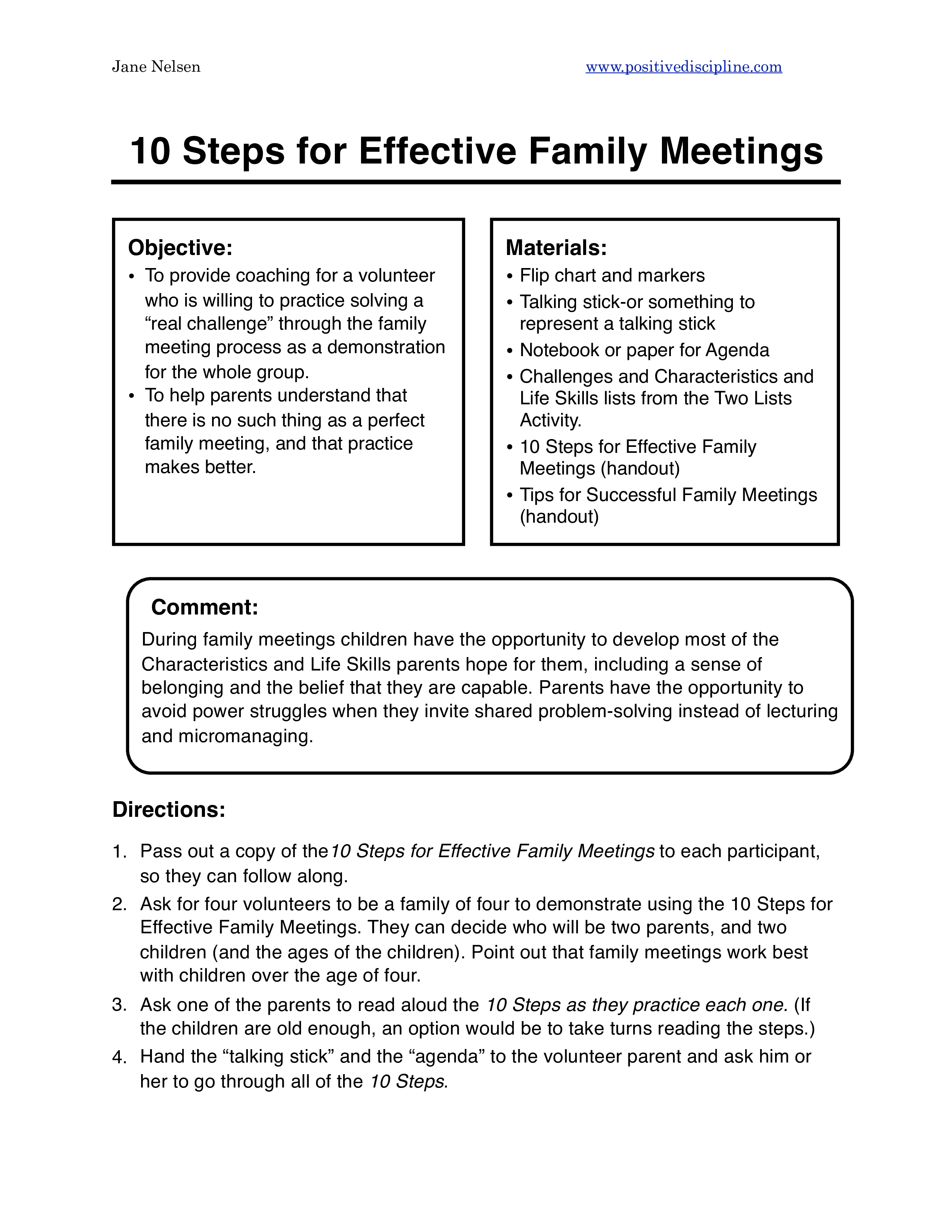 family agenda sample template