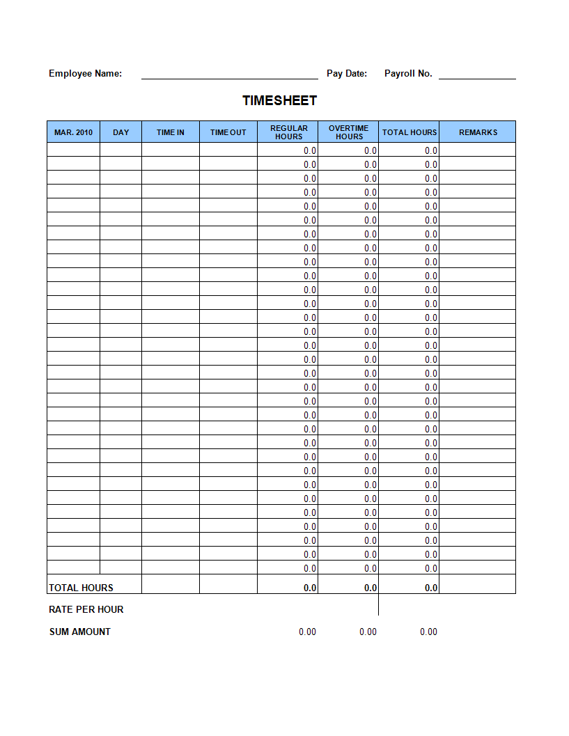 Printable Timesheet Template If you are running a company you need