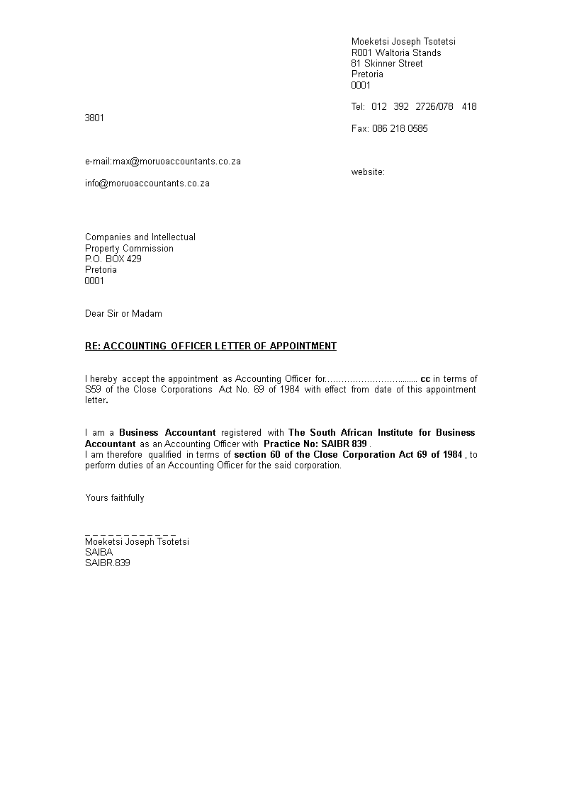 Appointment Letter Template Download Collection