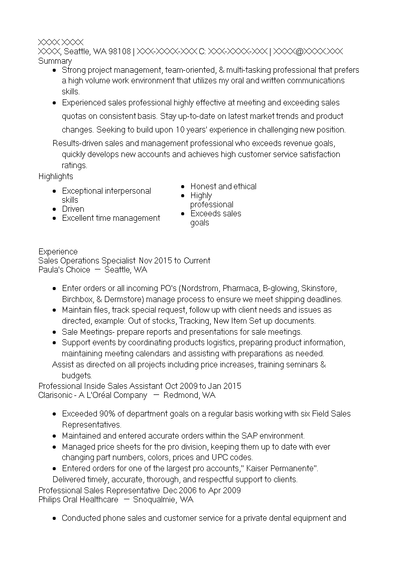  Sales Operations Specialist Resume Allbusinesstemplates