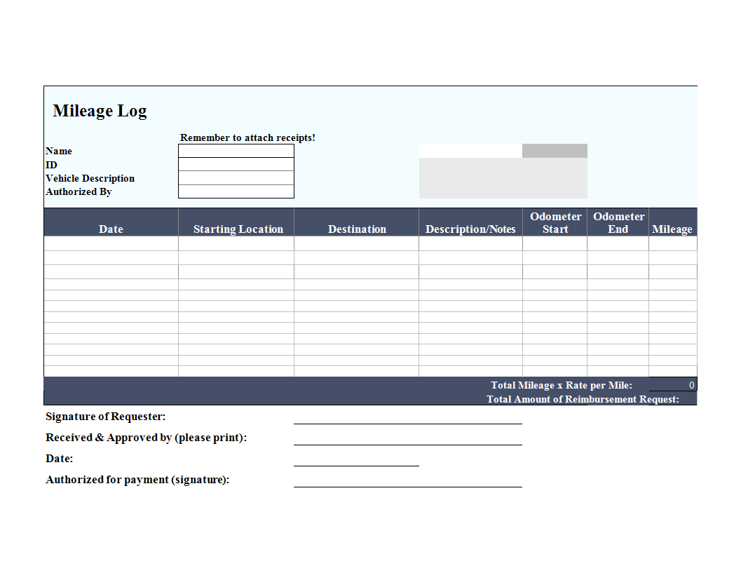 excel mileage log for taxes template