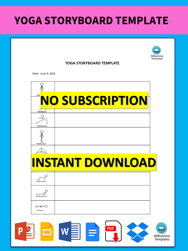 yoga storyboard template Hauptschablonenbild