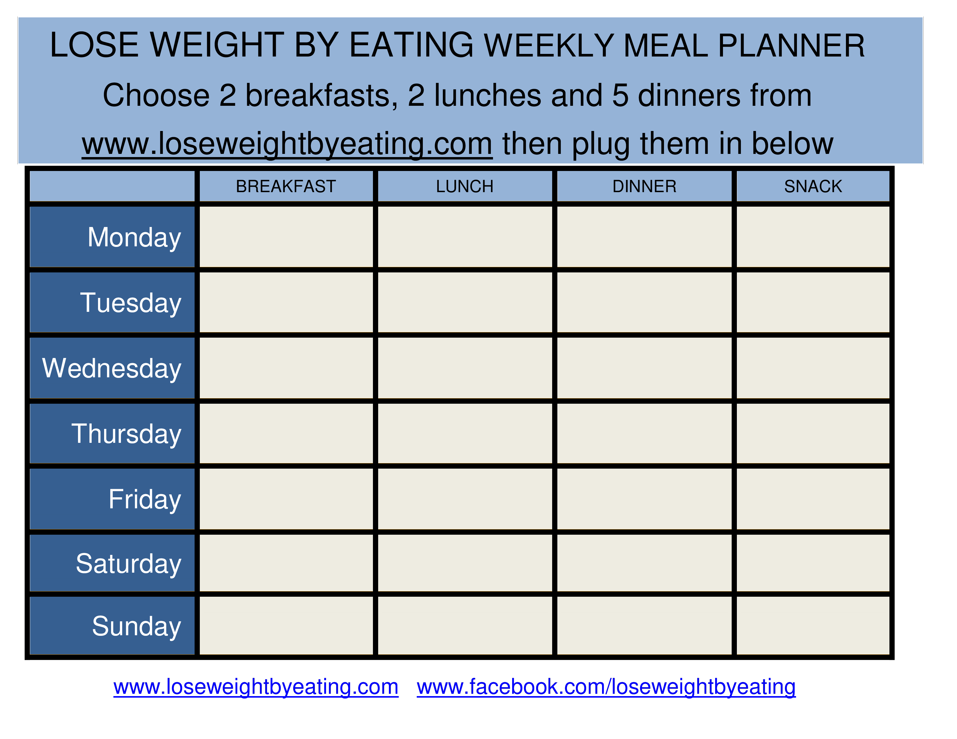 Weekly Diet Meal Planner Templates At Allbusinesstemplates