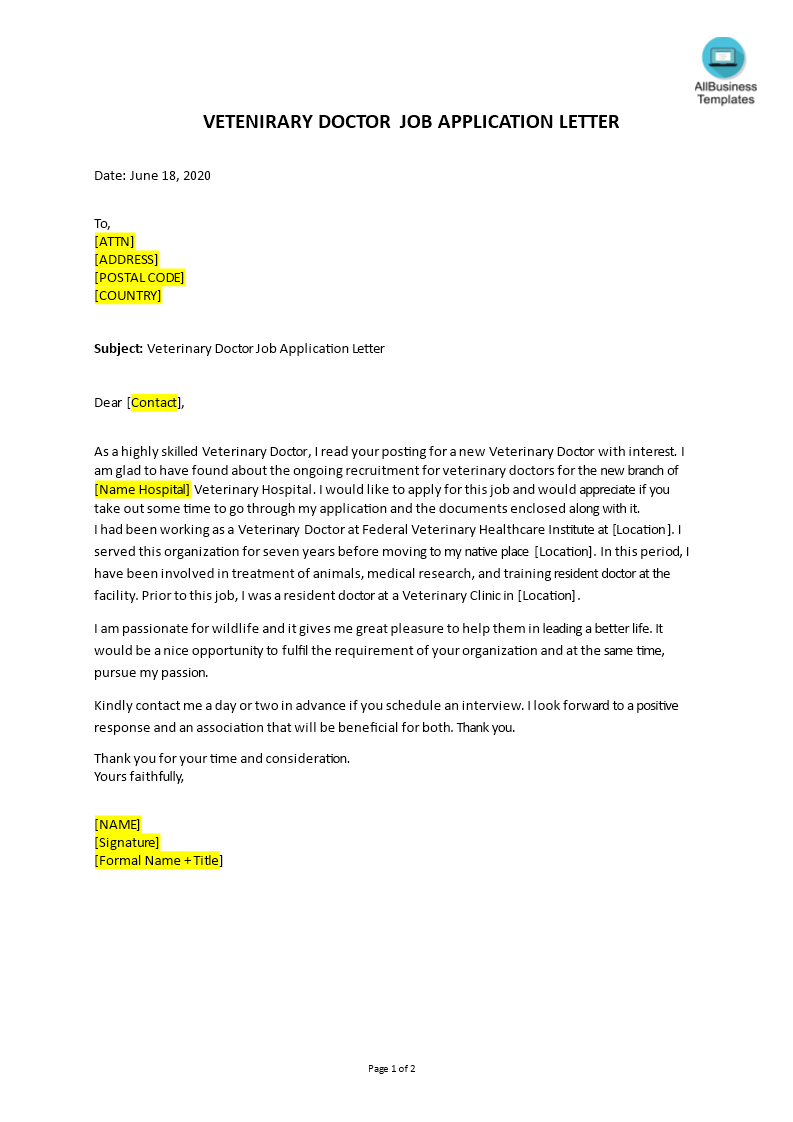 sample cover letter for veterinary assistant with no experience