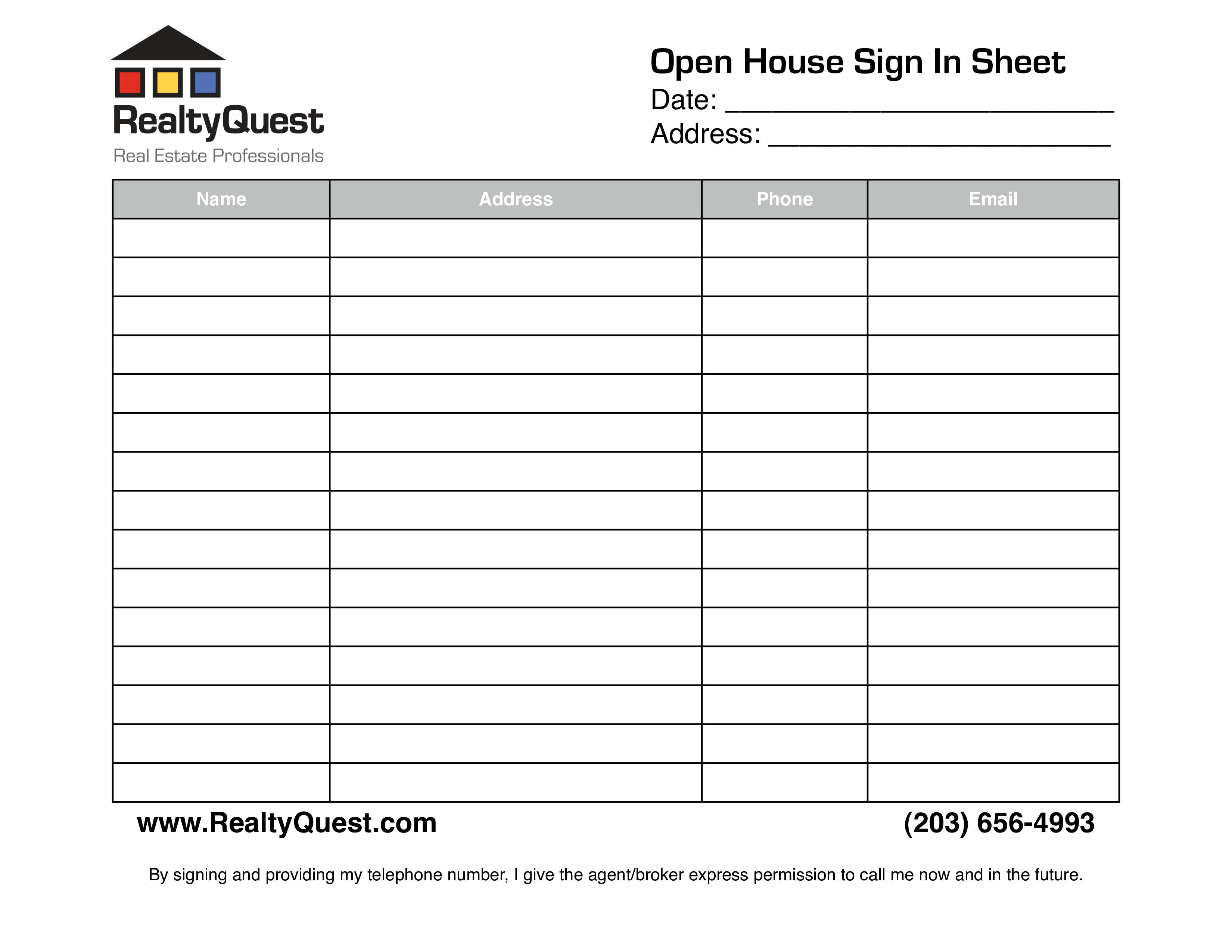  Real Estate Open House Sign In Sheet Allbusinesstemplates