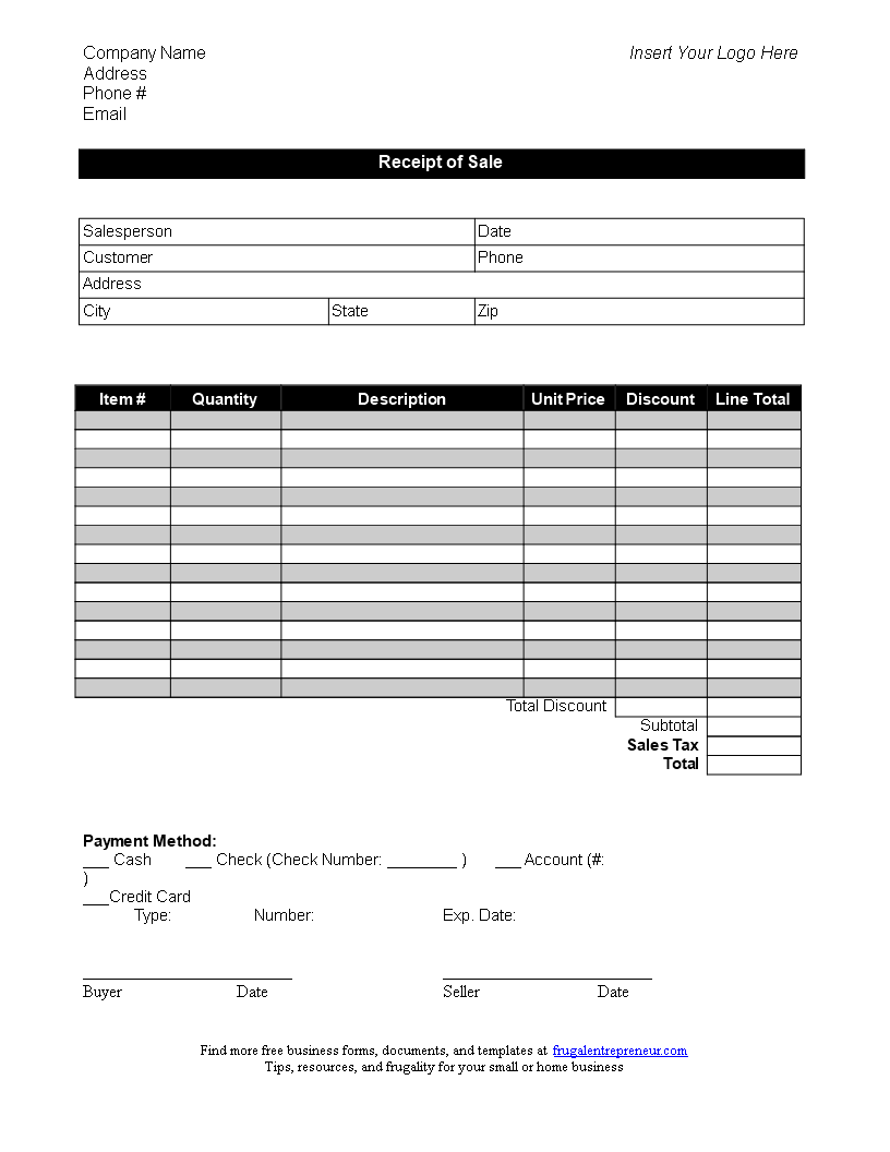 Business Sales Receipt Sample Templates At Allbusinesstemplates