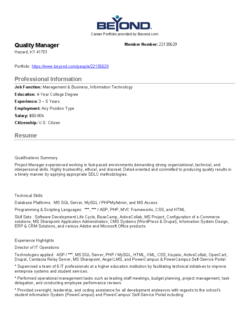 it quality manager job description voorbeeld afbeelding 