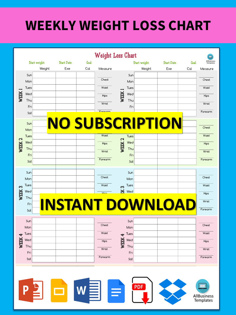 weekly weight loss chart Hauptschablonenbild