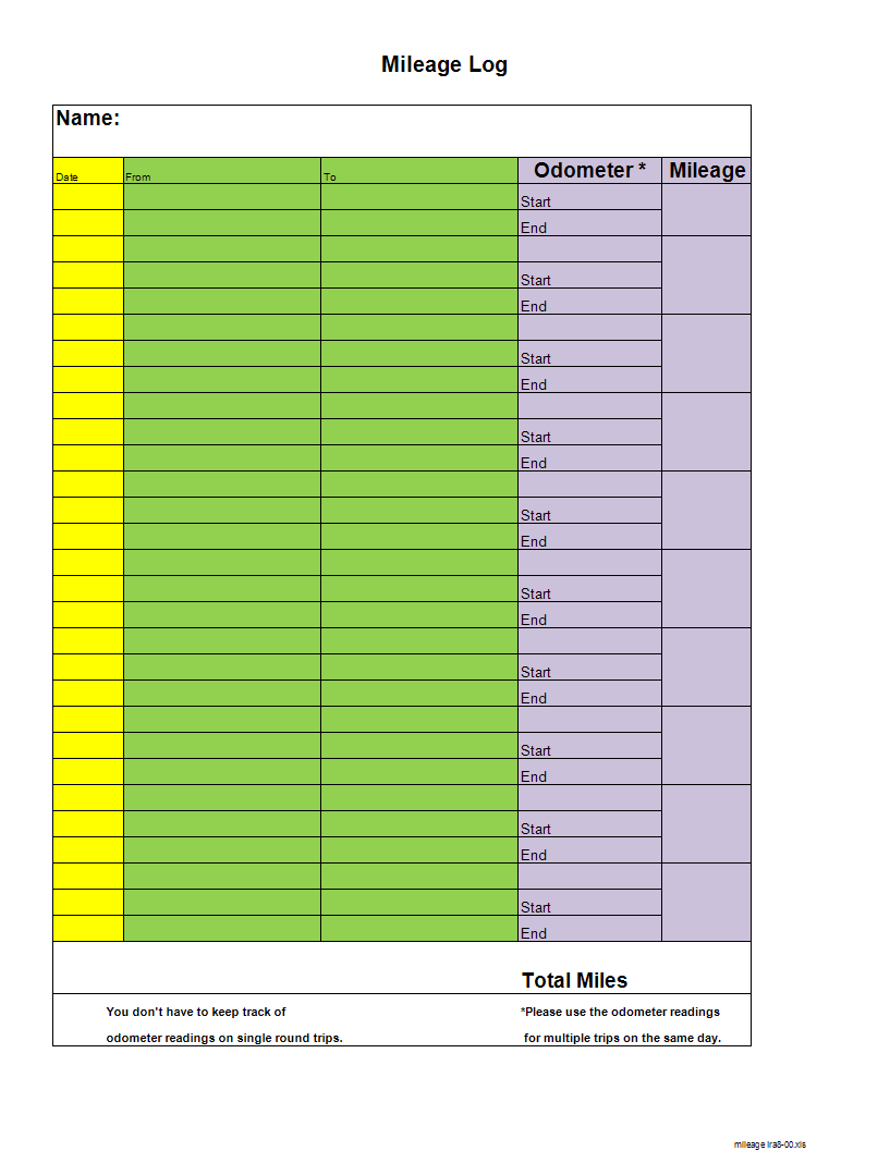 Mileage Log Template For Self Employed Templates At 