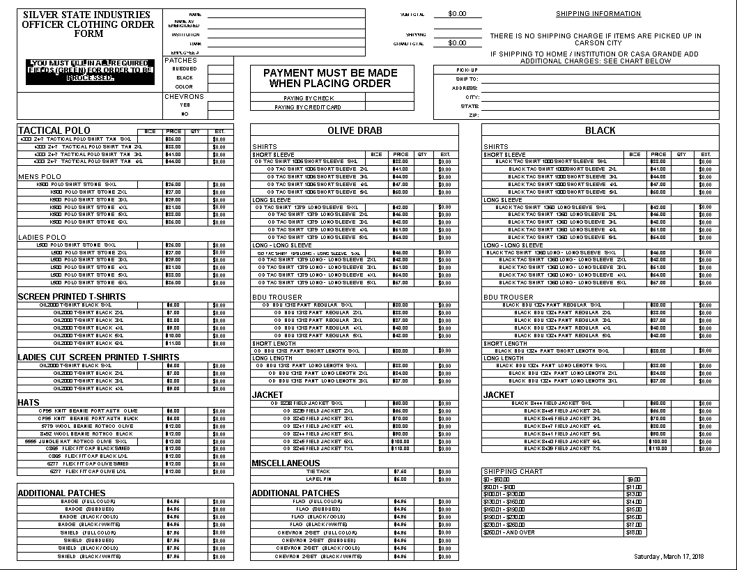 Kostenloses TShirt Order Form Excel